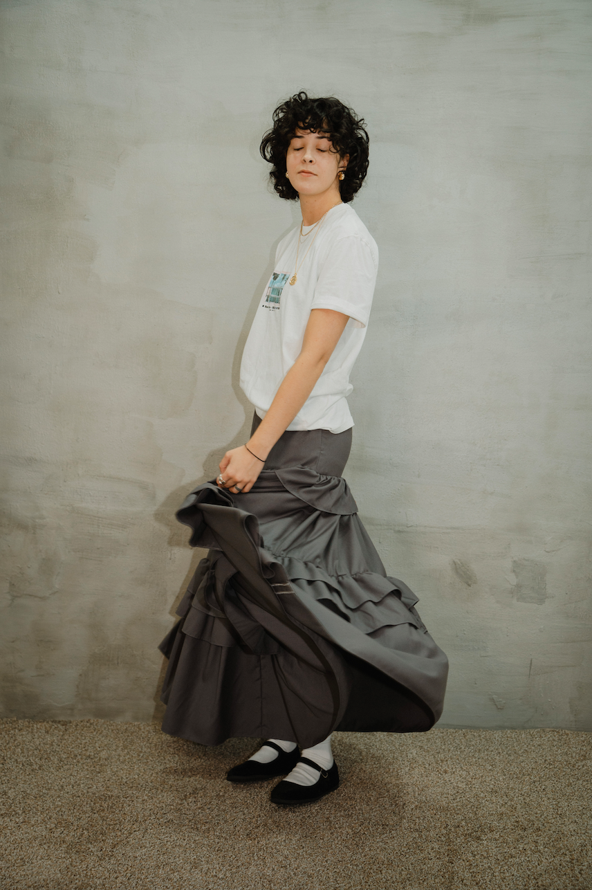 Grey ruffle skirt